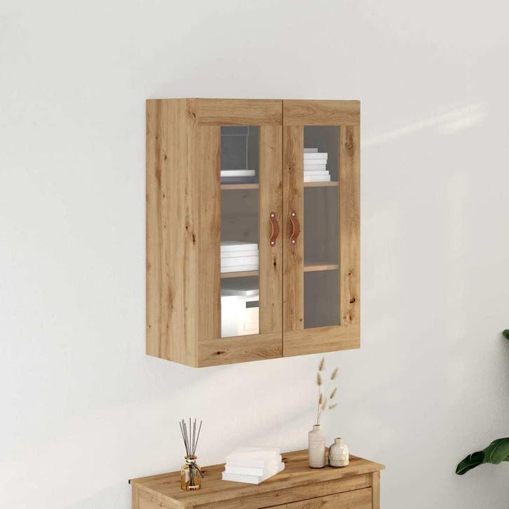 vidaXL Wandkast Artisan Eiken 69,5 x 34 x 90 cm Bewerkt hout, Huis en Inrichting, Kasten | Buffetkasten, Nieuw, Minder dan 50 cm