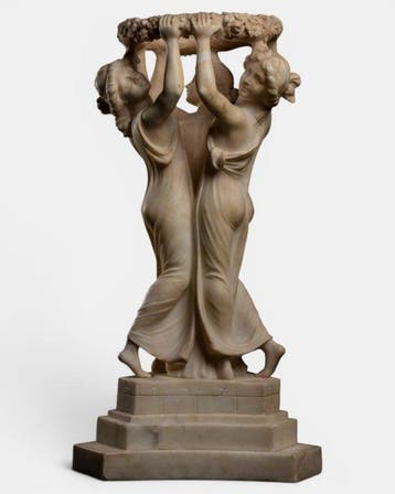 C. Cipriani - sculptuur, tripode delle tre ninfee o grazie -