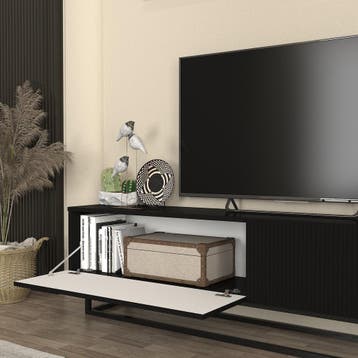 Tv-meubel Verpsboga kort frame 180x32x47 cm zwart [en.casa], Verzenden, Nieuw
