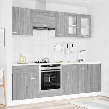 vidaXL Keuken Eenheid Lyon 8 st Grijs Sonoma Bewerkt hout, Verzenden, Nieuw, Grijs