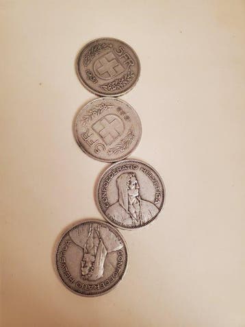 Zwitserland. 5 Francs 1931 .1932. 1933 .1953 (Zonder