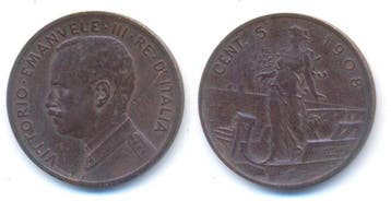 5 Centesimi 1908 R Italien: Viktor Emanuel Iii, 1900-1946, Verzenden