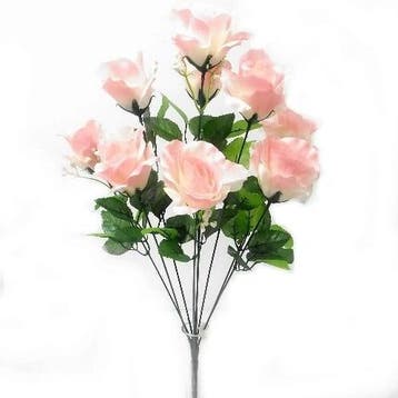 Zijden Rozen met Gips Lichtroze Pink 9 knoppen Boeket 54 cm, Ophalen of Verzenden, Nieuw
