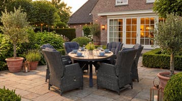 Akron-Darwin Verstelbare Tuinset 6 Personen - Teak / Rock Gr, Verzenden, Nieuw