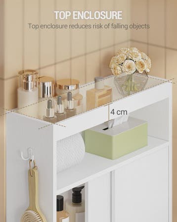 Witte Badkamer Opbergkast met Schuifdeuren, Toiletrolhouder, Verzenden, Nieuw