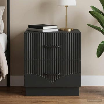 vidaXL Nachtkastje met lade Zwart 43 x 34,5 x 44,5 cm, Minder dan 45 cm, Verzenden, Nieuw, Minder dan 55 cm