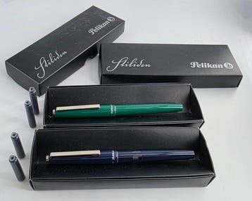 Pelikan - Stratos NOS 1980s – Green & Blue Fountain Pen Set, Nieuw