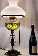 Tafellamp - Marmer, Glas, Messing - Prachtig en antiek