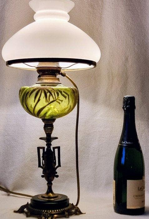 Tafellamp - Marmer, Glas, Messing - Prachtig en antiek, Antiek en Kunst, Antiek | Overige Antiek