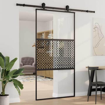 vidaXL Glazen deur 102,5 x 2 x 205 cm Aluminium Zwart, Doe-het-zelf en Verbouw, Verzenden, Nieuw
