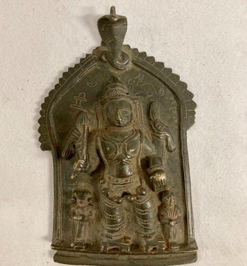 Bronzen votiefplaquette met godheid - Brons - India - de