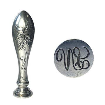 Exquisite Art Nouveau Solid Silver Wax Seal Stamp with