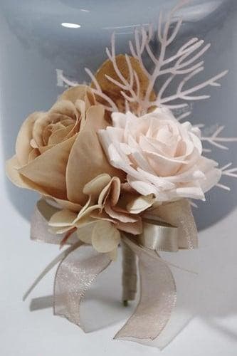Luxe corsage zijden roos vintage caffee boutonnière op, Ophalen of Verzenden, Nieuw