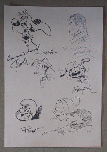 1 Original drawing - Franquin / Peyo / Will / Morris / Peyo, Boeken, Stripboeken, Nieuw