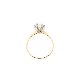 Gouden solitair ring met zirconia, 18 tot 19, Gebruikt, Ophalen of Verzenden, Met edelsteen