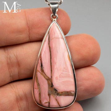 Australische roze Mookaite uit de Krijtperiode 925 sterling