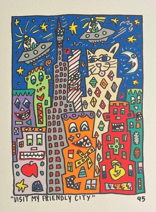 James Rizzi (1950-2011) - Visit my friendly City, Antiek en Kunst, Kunst | Designobjecten