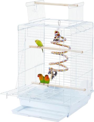 2dekans | Yaheetech Vogelkooi Met Speelgoed – 40 x 40 x 58, Ophalen of Verzenden, Zo goed als nieuw
