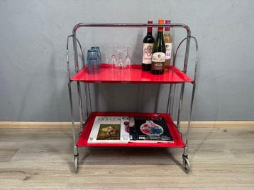 Serveerwagen - Metaal, Chroom, kunststof - Vintage