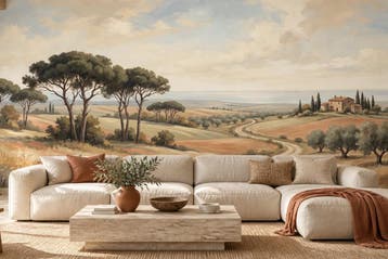 Fotobehang landschap – Italiaanse sfeer met dennen, Verzenden, Fotobehang