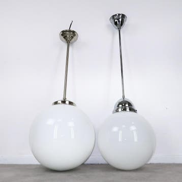 schoollampen groot formaat kap 4 x 35 cm / 1 x 40 cm, Ophalen, Art deco, Zo goed als nieuw, Glas