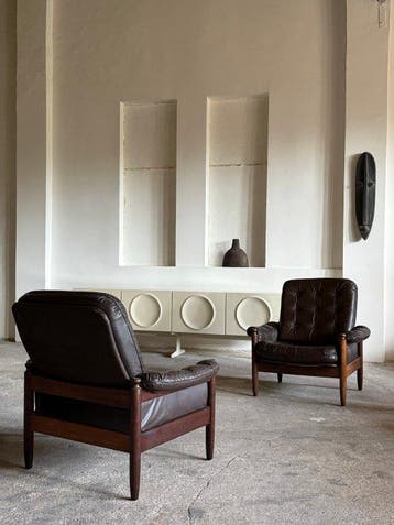 Fauteuil - Leder, Eik