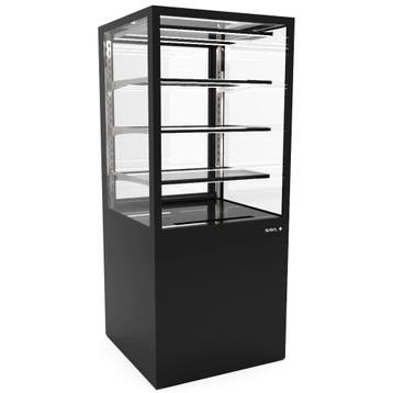 Neutrale Vitrine | INTEGRA | Zwart | 4 Niveaus | Wielen, Verzenden, Nieuw in verpakking