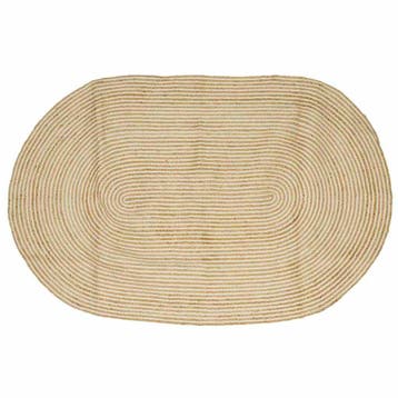 vidaXL Gebied Tapijt Natuurlijk en Wit 152 x 245 cm Jute, Verzenden, Nieuw, Bruin