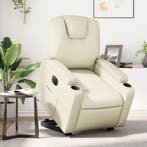 Sta-op-stoel elektrisch kunstleer crèmekleurig, Huis en Inrichting, Fauteuils, Verzenden, Nieuw