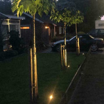 Solar LED tuinspots Double Twins met 4 spots en los zonnepan, Verzenden, Minder dan 50 watt, Nieuw, Rvs