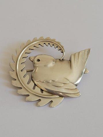 Georg Jensen - Broche Zilver - Broche met vogelmotief nr.