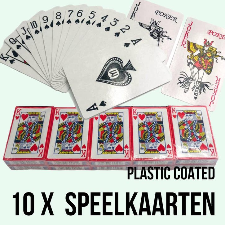 10 x Waterdichte Speelkaarten - 54 st Pokerkaarten - 56 x 86, Hobby en Vrije tijd, Gezelschapsspellen | Kaartspellen, Nieuw, Verzenden
