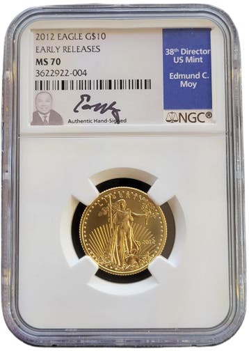 Gouden American Eagle 1/4 oz 2012 Edmund C. Moy signed NGC, Postzegels en Munten, Munten | Amerika, Verzenden, Midden-Amerika