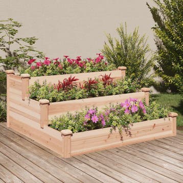 vidaXL Plantenbak verhoogd met voering 120x120x56 cm massief, 100 cm of meer, Verzenden, Nieuw, Hout