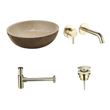 Sani Royal Natuurstenen Waskomset Beige Marmer, Nieuw
