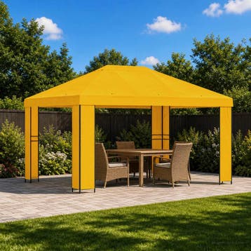 vidaXL Paviljoen 4 × 3 m Geel Polyester en staal 190 gsm, Verzenden, Nieuw