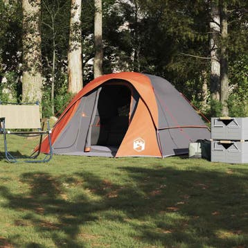 vidaXL Tent 4-persoons waterdicht grijs en oranje, Verzenden, Nieuw, Tot en met 2