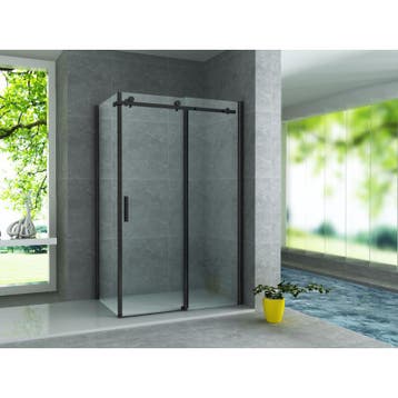 Zwarte Douchecabine 120X80 Rechthoekig Vaste Wand Schuifdeur, Doe-het-zelf en Verbouw, Sanitair, Ophalen of Verzenden, Nieuw