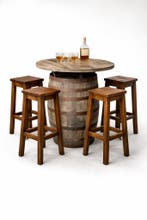 Stijlvolle hoge barkrukken van donker grenenhout - NIEUW!, 5 krukken of meer, Met voetsteun, 60 tot 90 cm, Nieuw