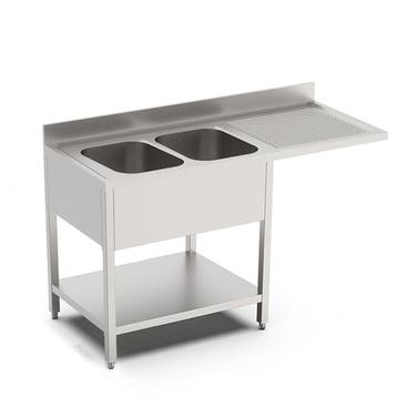 HCB Spoeltafel - dubbele spoelbakken links - 160 cm - RVS, Verzenden, Nieuw in verpakking, Overige typen