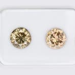 2 pcs Diamant (Natuurlijk gekleurd) - 1.84 ct - Rond - Fancy, Nieuw