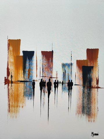 Giancarlo Marcucci - astratto urbano, Antiek en Kunst, Kunst | Schilderijen | Modern