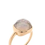 Roségouden ring met maansteen, Sieraden, Tassen en Uiterlijk, Ringen, Gebruikt, Overige kleuren, Ophalen of Verzenden, 17 tot 18