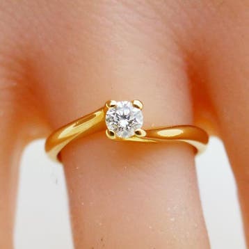 Ring - 18 karaat Geel goud - 0,20ct. tw. Diamant, Nieuw