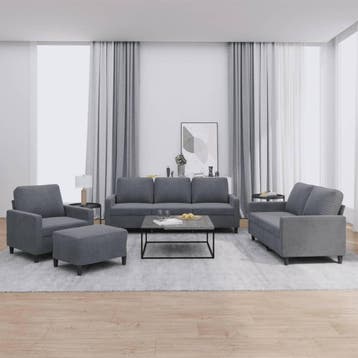 vidaXL 4-delige Loungeset met kussens fluweel donkergrijs, Verzenden, Nieuw, Vierpersoons of meer, Stof