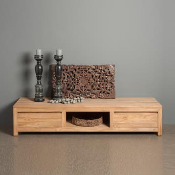 *WOONWINKEL* Tower Living Corona Laag Tv-meubel Teak - 2 Lad, Verzenden, Nieuw