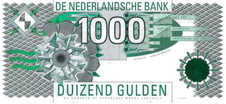 Bankbiljet 1000 gulden 1994 kievit UNC, Postzegels en Munten, Bankbiljetten | Nederland, Verzenden
