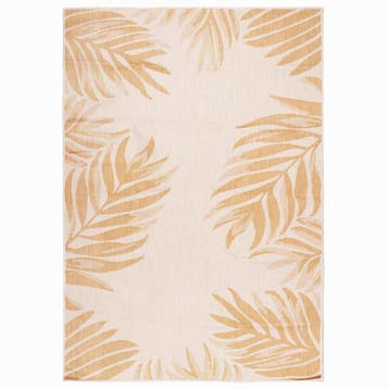 vidaXL Buitenkleed met bladpatroon platgeweven 160x230 cm, Verzenden, Nieuw, Geel