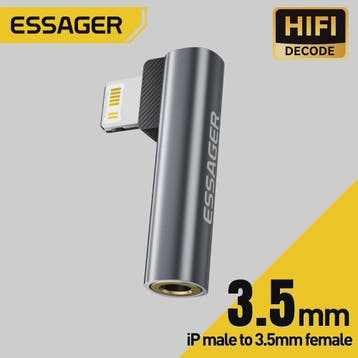 Essager L-vormige Audio Adapter: Type-C naar 3.5mm Jack & Li, Verzenden, Nieuw