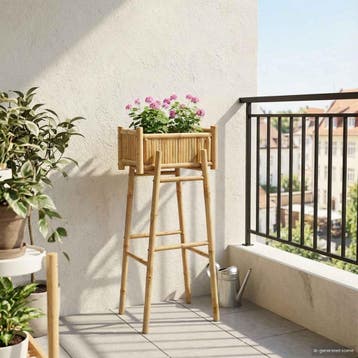 vidaXL Tuinplanter met Houder Naturel 50 x 38 x 114 cm, Verzenden, Minder dan 60 cm, Nieuw, 60 cm of meer